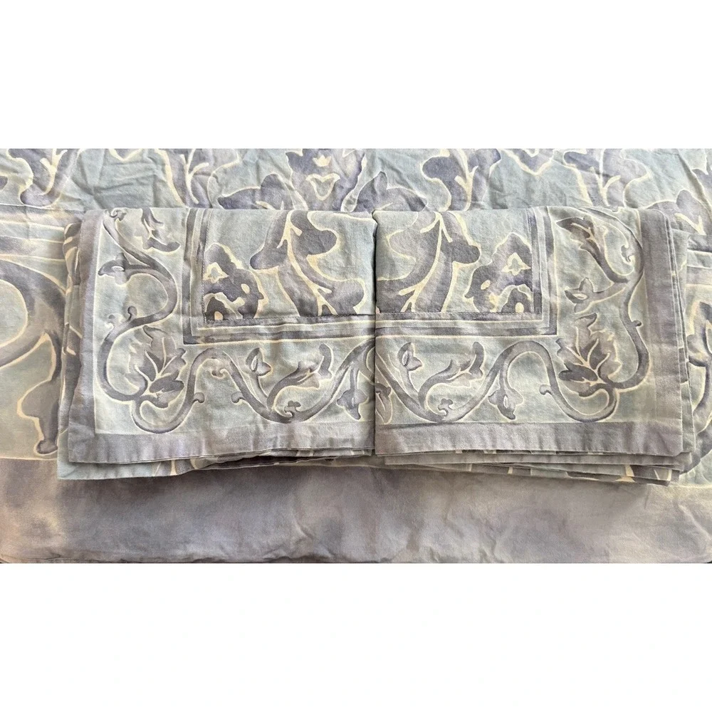 Restoration Hardware Blue Amalfi Rave Queen Size Duvet Cover Set Shams Italy